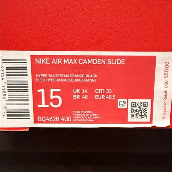 Nike Air Max Camden Slide in Hyper Blue, Team Orange and Black - Picture 4 of 4